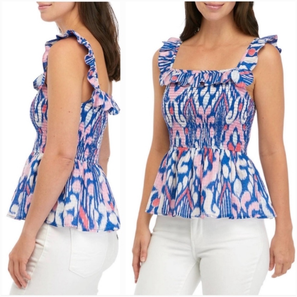 Crown & Ivy Blue and Pink Patterned Women's Top (A4) - Picture 2 of 7